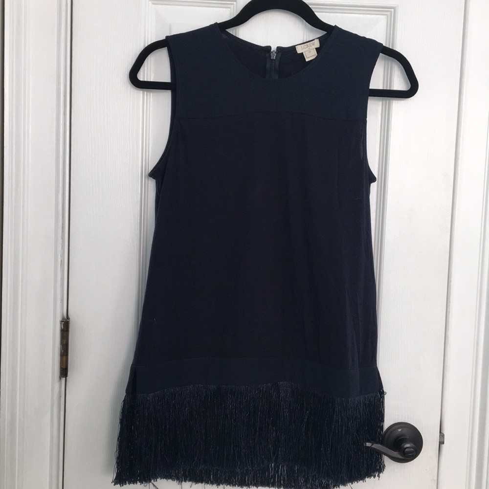 JCrew navy fringe tank top XS